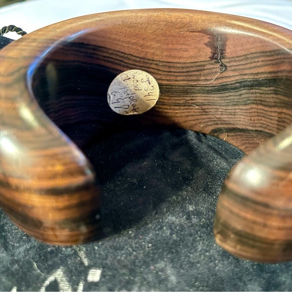 Wide Wooden Cuff w/ Large Chrysoprase handmade by Jewelry Designer Flavia $698 - Picture 5 of 5